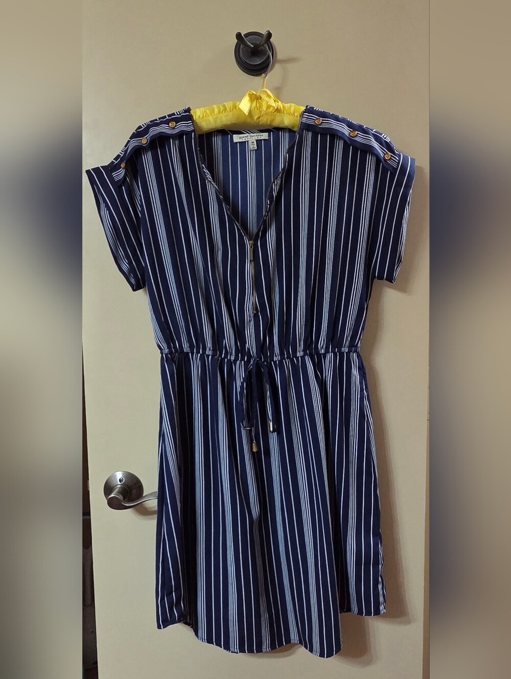 Speed Control Navy and White Striped Mini Dress